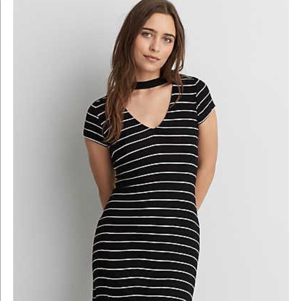 🌿 American Eagle striped choker cut out dress